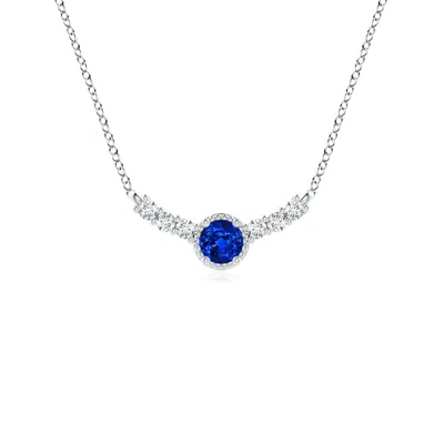 Angara Vintage Inspired Sapphire And Diamond Curved Bar Pendant In Metallic