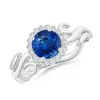 Angara Vintage Inspired Sapphire Flower And Vine Ring In White Gold/medium To Rich Blue