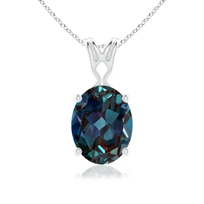 Angara Vintage Inspired Solitaire Oval Lab-grown Alexandrite Pendant In Purple