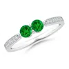 Angara Vintage Inspired Two Stone Emerald Ring With Diamonds In White Gold/rich Green