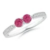 Angara Vintage Inspired Two Stone Pink Sapphire Ring With Diamonds In White Gold/rich Pink