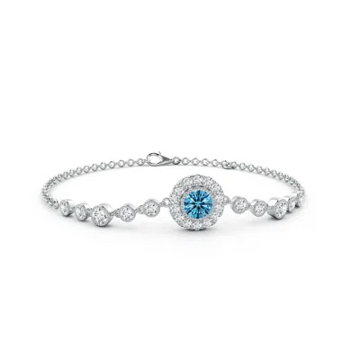 Angara Vintage Style Bezel-set Fancy Intense Blue And White Diamond Bracelet In Metallic