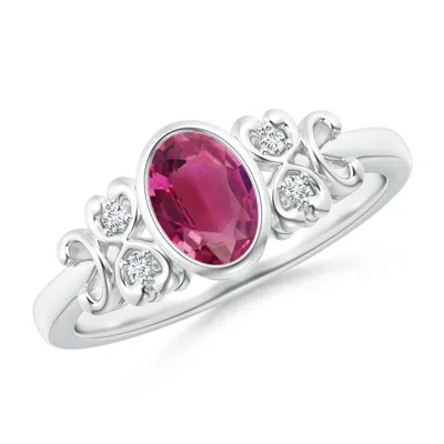 Angara Vintage Style Bezel-set Oval Pink Tourmaline Ring In Metallic