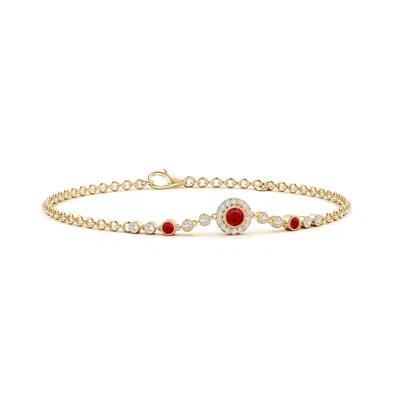 Angara Vintage Style Bezel-set Ruby And Diamond Bracelet In Gold
