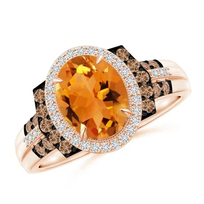 Angara Vintage Style Citrine Halo Cocktail Ring
