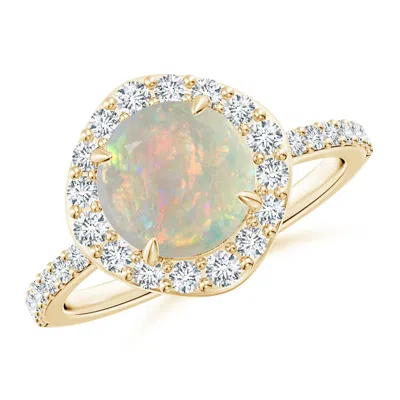Angara Vintage Style Claw-set Round Opal Halo Ring In Gold