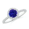 Angara Vintage Style Claw-set Round Tanzanite Halo Ring In White Gold/deep Rich Violet Blue