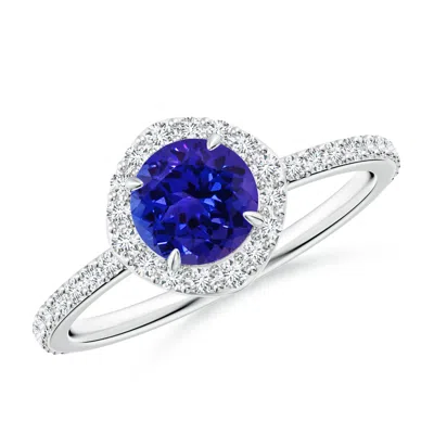 Angara Vintage Style Claw-set Round Tanzanite Halo Ring In Blue