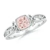 Angara Vintage Style Cushion Morganite Solitaire Ring In White Gold/peach