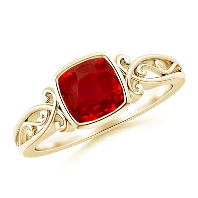 Angara Vintage Style Cushion Ruby Solitaire Ring
