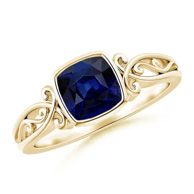 Angara Vintage Style Cushion Sapphire Solitaire Ring In Gold