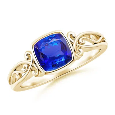 Angara Vintage Style Cushion Tanzanite Solitaire Engagement Ring In Gold