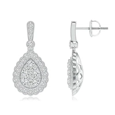 Angara Vintage Style Diamond Cluster Earrings With Scalloped Halo In Metallic