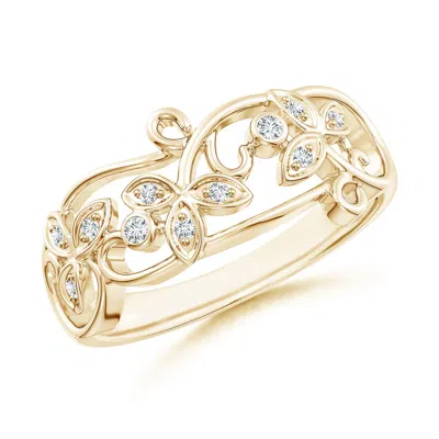 Angara Vintage Style Diamond Flower Scroll Ring In Gold