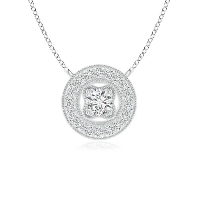 Angara Vintage Style Diamond Halo Pendant With Milgrain Detailing In Metallic