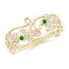 Angara Vintage Style Emerald And Diamond Flower Scroll Ring