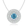 Angara Vintage Style Fancy Intense Blue Diamond Halo Pendant With Milgrain Detailing