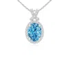 Angara Vintage Style Lab-grown Fancy Intense Blue Diamond Pendant With Halo