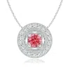 Angara Vintage Style Fancy Intense Pink Diamond Halo Pendant With Milgrain Detailing