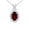 Angara Vintage Style Garnet Pendant With Diamond Halo In White Gold/medium Red