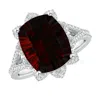Angara Vintage Style Gia Certified Cushion Garnet Floral Halo Ring In White Gold/rich Red