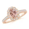 Angara Vintage Style Morganite & Diamond Scalloped Halo Ring In Rose Gold/peachy Pink