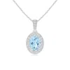 Angara Vintage Style Oval Aquamarine Pendant With Diamond Halo In White Gold/light Swiss Blue