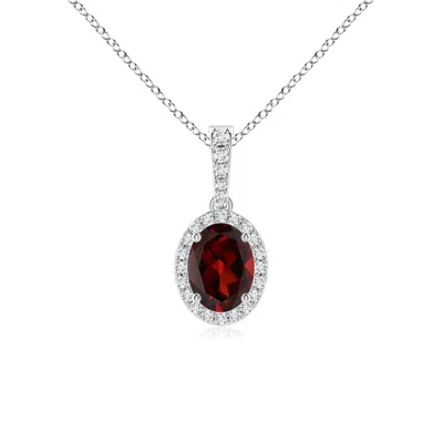 Angara Vintage Style Oval Garnet Halo Pendant