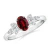 Angara Vintage Style Oval Garnet Ring With Diamond Accents In White Gold/rich Red