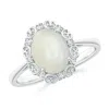Angara Vintage Style Oval Moonstone And Diamond Scroll Ring In White Gold/white