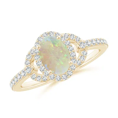Angara Vintage Style Oval Opal Halo Ring In Gold