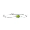 Angara Vintage Style Oval Peridot And Diamond Leo Station Bracelet In White Gold/yellowish Green