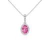 Angara Vintage Style Oval Pink Sapphire Halo Pendant In White Gold/medium Pink