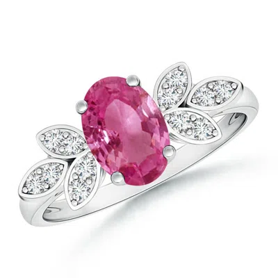 Angara Vintage Style Oval Pink Sapphire Ring With Diamond Accents