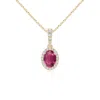 Angara Vintage Style Oval Pink Tourmaline Halo Pendant In Yellow Gold/rich Pink