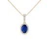 Angara Vintage Style Oval Sapphire Halo Pendant In Yellow Gold/medium To Rich Blue