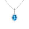 Angara Vintage Style Oval Swiss Blue Topaz Halo Pendant In White Gold/swiss Blue