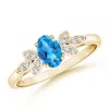 Angara Vintage Style Oval Swiss Blue Topaz Ring With Diamond Accents In Yellow Gold/swiss Blue