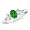 Angara Vintage Style Oval Tsavorite Ring With Diamond Accents In White Gold/bright Deep Green