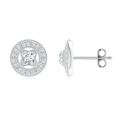 Angara Vintage Style Pave-set Diamond Studs In White