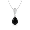 Angara Vintage Style Pear Black Onyx Drop Pendant With Diamonds In White Gold