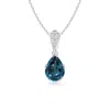 Angara Vintage Style Pear Lab-grown Alexandrite Drop Pendant With Diamonds In White Gold/bluish Green Changing To Brownish Or Pinkish Purple