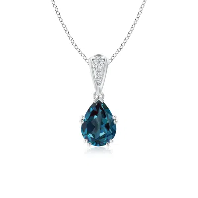 Angara Vintage Style Pear Lab-grown Alexandrite Drop Pendant With Diamonds In Blue