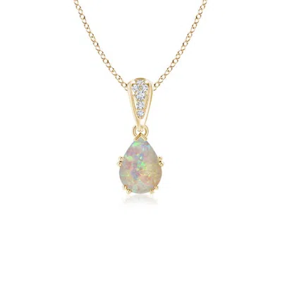 Angara Vintage Style Pear Opal Drop Pendant With Diamonds In Gold