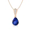 Angara Vintage Style Pear Tanzanite Drop Pendant With Diamonds