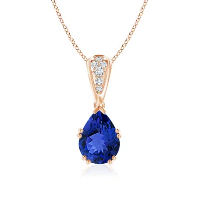 Angara Vintage Style Pear Tanzanite Drop Pendant With Diamonds