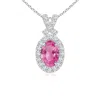 Angara Vintage Style Pink Sapphire Pendant With Diamond Halo In White Gold/medium Pink