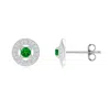 Angara Vintage Style Prong-set Emerald And Diamond Studs In White Gold/rich Green
