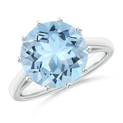 Angara Vintage Style Round Aquamarine Solitaire Ring In Blue