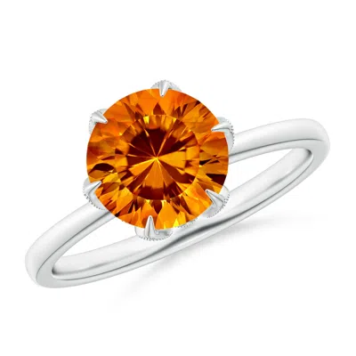Angara Vintage Style Round Citrine Solitaire Floral Ring In Metallic
